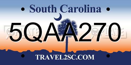 5QAA270 South Carolina License Plate