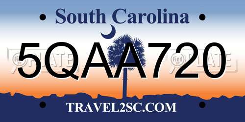 5QAA720 South Carolina License Plate