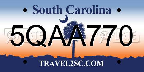 5QAA770 South Carolina License Plate