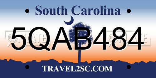 5QAB484 South Carolina License Plate
