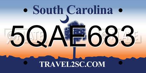 5QAE683 South Carolina License Plate