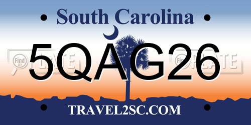 5QAG26 South Carolina License Plate