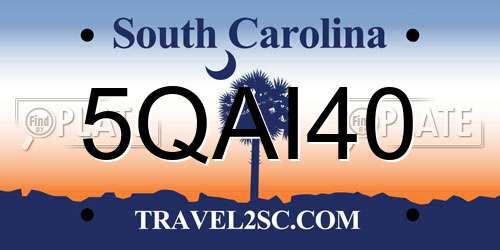 5QAI40 South Carolina License Plate
