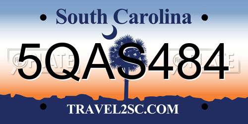 5QAS484 South Carolina License Plate