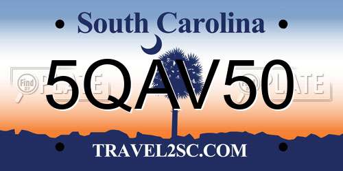 5QAV50 South Carolina License Plate