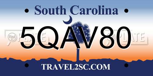 5QAV80 South Carolina License Plate