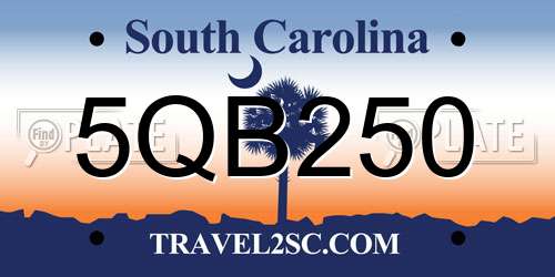 5QB250 South Carolina License Plate