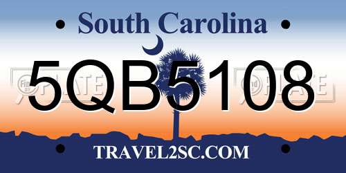 5QB5108 South Carolina License Plate