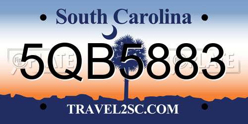 5QB5883 South Carolina License Plate