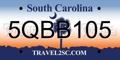 5QBB105 South Carolina License Plate