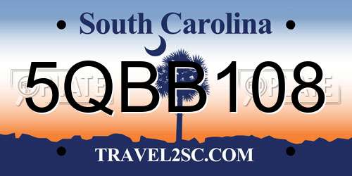 5QBB108 South Carolina License Plate