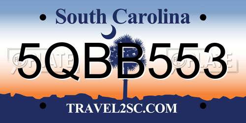 5QBB553 South Carolina License Plate