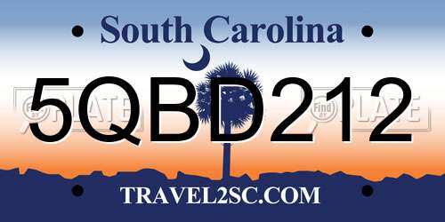 5QBD212 South Carolina License Plate