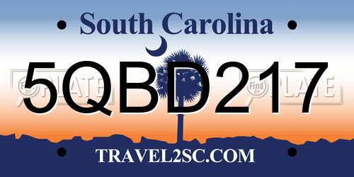 5QBD217 South Carolina License Plate