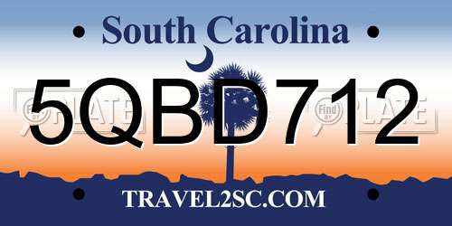 5QBD712 South Carolina License Plate