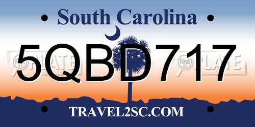 5QBD717 South Carolina License Plate