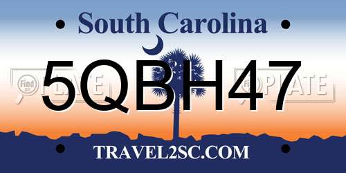 5QBH47 South Carolina License Plate