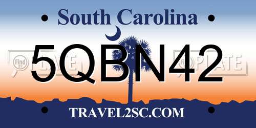 5QBN42 South Carolina License Plate