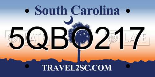 5QBO217 South Carolina License Plate