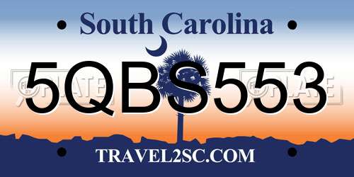 5QBS553 South Carolina License Plate