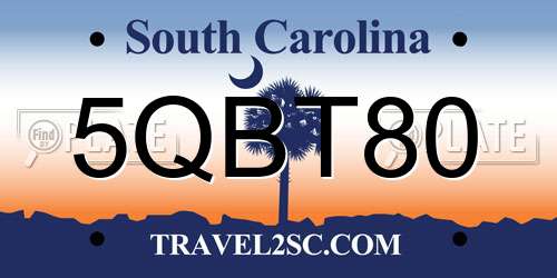 5QBT80 South Carolina License Plate