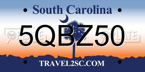 5QBZ50 South Carolina License Plate