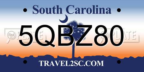 5QBZ80 South Carolina License Plate