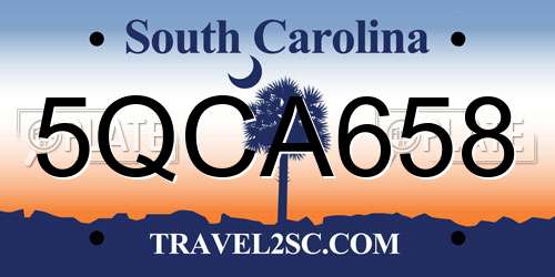 5QCA658 South Carolina License Plate