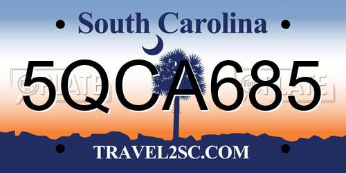 5QCA685 South Carolina License Plate