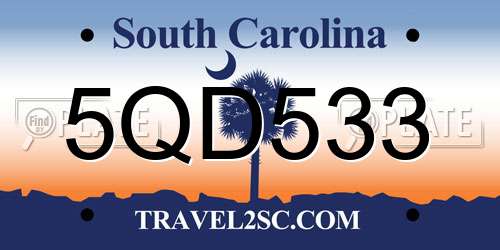 5QD533 South Carolina License Plate