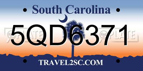 5QD6371 South Carolina License Plate