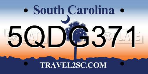 5QDG371 South Carolina License Plate