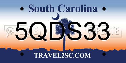 5QDS33 South Carolina License Plate