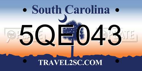 5QE043 South Carolina License Plate