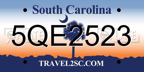 5QE2523 South Carolina License Plate