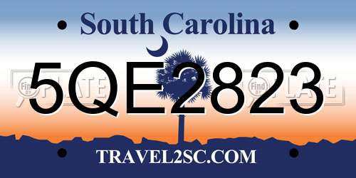5QE2823 South Carolina License Plate