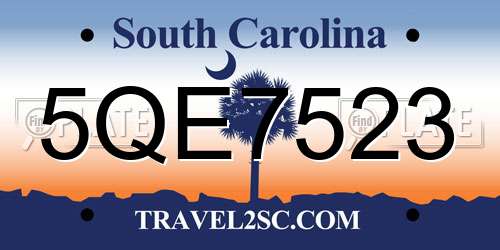 5QE7523 South Carolina License Plate