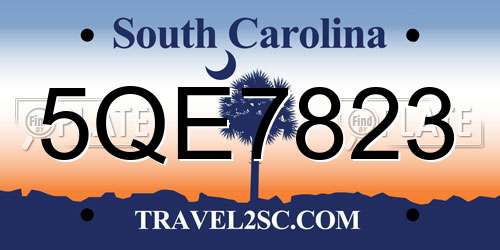 5QE7823 South Carolina License Plate
