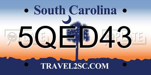 5QED43 South Carolina License Plate