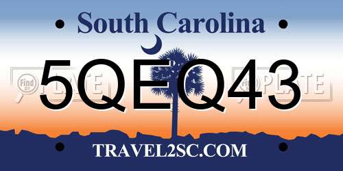 5QEQ43 South Carolina License Plate
