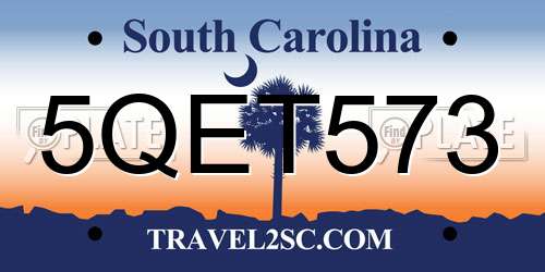 5QET573 South Carolina License Plate