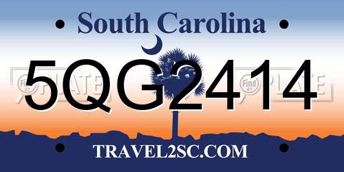 5QG2414 South Carolina License Plate