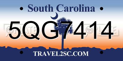 5QG7414 South Carolina License Plate