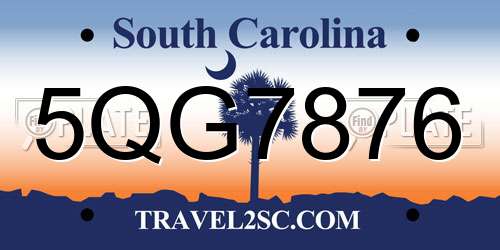 5QG7876 South Carolina License Plate