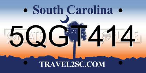 5QGT414 South Carolina License Plate
