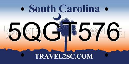 5QGT576 South Carolina License Plate