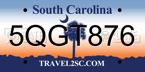 5QGT876 South Carolina License Plate