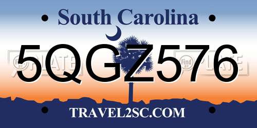 5QGZ576 South Carolina License Plate