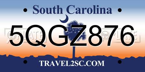 5QGZ876 South Carolina License Plate