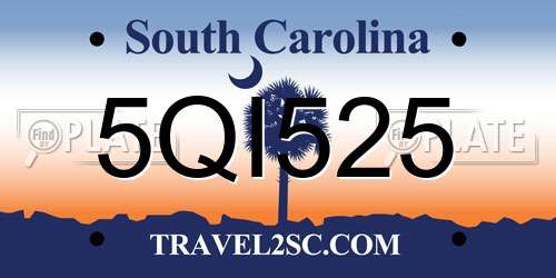 5QI525 South Carolina License Plate